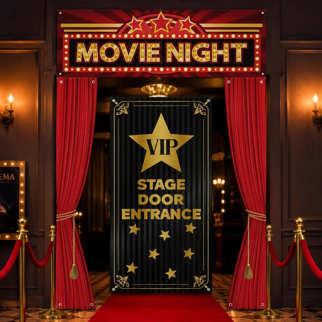 Peryiter 4 Pcs Halloween Movie Night Porch Sign Banner Set
Upgrade Movie Sign Set, VIP Door Entrance Banner, Haunted Movie Night, Carnival Circus Party, Halloween Movie Night Party