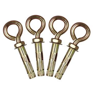 M6 Shoulder Eye Bolts Anchor, 3/8" x 1-1/2" Screw Expansion Sleeve Bolt with Ring, 3.38" Length Carbon Steel Concrete Wall Brick Anchor Fastener (4 pcs)