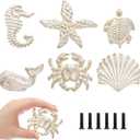 Youeon 6 Pcs Ocean Themed Cabinet Knobs, Metal Drawer Knobs for Dresser, Cupboard, Cabinet Drawer Pull Handles with Screws, Easy to Install