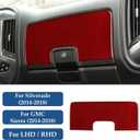 Car Carbon Fiber Decal Copilot Dashboard Sticker Cover Interior Trim for Chevrolet Silverado/GMC Sierra 1500 2500HD 3500HD 2014-2018 Accessories Red