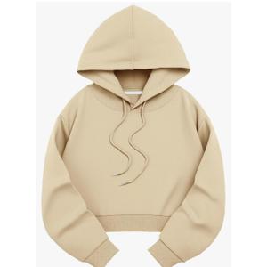 Avanova Women Los Angeles Graphic Drawstring Crop Hoodie Long Sleeve Drop Shoulder Pullover Sweatshirt, S