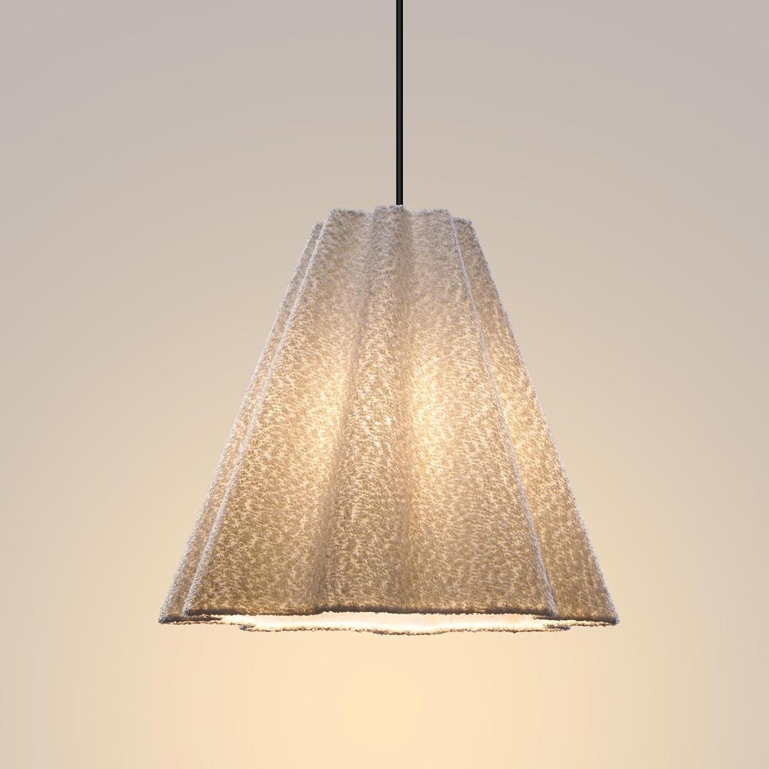 Modern Chandelier, 16" Textured Sofa Fabric Pendant Light for Dining Room, Kitchen, Bedroom, Living Room, Entryway, Soft Ambient Lighting (Black)