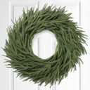 24 Inch Christmas Wreaths for Front Door Wall Fireplace Decoration Artificial Green Xmas Norfolk Wreath for Indoor Outdoor Home Holiday Decor