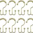 12Pcs Double-Glide Shower Curtain Hooks Stainless Steel Shower Curtain Rings for Bathroom Shower Curtains Liners Accessories - (Color: Gold)
