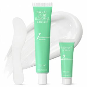 2 Mins Facial Hair Removal Cream for Women, Gentle 2-Step Depilatory Kit for Sensitive Skin (50ml+30ml), Removes Upper Lip Peach Fuzz, Soothing Formula for Sensitive Skin