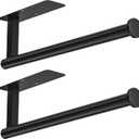 ASTOFLI Paper Towel Holder Under Cabinet No Drilling, Self Adhesive Paper Towel Holder Wall Mount for Kitchen Rack, Under Counter Napin Holder No Drill, RV, 304 Stainless Steel, Matte Black 2 Pack