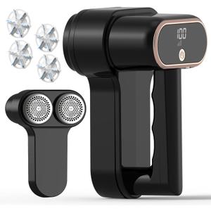 Dual Motors Rechargeable Fabric Shaver,3-Speed Lint Remover for Clothes Sweat & Furniture Couch,Eliminates Fuzz & Pilling,Electric Lint Shaver with LED Display & Type-C Fast Charging Port - Black