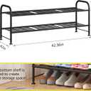 LINZINAR Shoe Rack 2 Tier Storage Organizer for Closet Entryway Metal Black