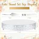 Wenqik 14 Inch White Cake Stand Set Metal Round Cupcake Dessert Stand with Cake Cutting, Flower Spatula Wedding Cupcake Pastry Display Candy Holder Display for Wedding Party Birthday Baby Shower