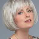 TISHINING Short White Blonde Bob Wig with Bangs for White Women Ombre Blonde Layered Straight Synthetic Hair Wig with Dark Roots Natural Chin Length Bob Wigs for Daily Party Use(10 Inch)