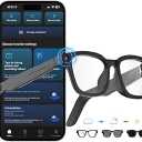 Oucscru AI Smart Glasses with ChatGPT, 8MP Camera Glasses with Camera and Audio, AI Translation Sunglasses with 164 Languages, Bluetooth Sunglasses with Voice/Calling, 8Hour Music, Photochromic Lens