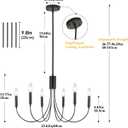 Black Chandelier 6-Light Modern Iron Farmhouse Chandeliers for Dining Room Rustic Industrial Light Fixtures for Bedroom Living Room Kitchen Island