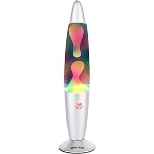 Colorful Magma Lamp Rainbow Motion Lamps for Adults and Kids, 13.5-inch Silver Base Lamp with White Wax in Clear Liquid,Multicolor Mood Lighting Halloween ChristmasBirthday Gift