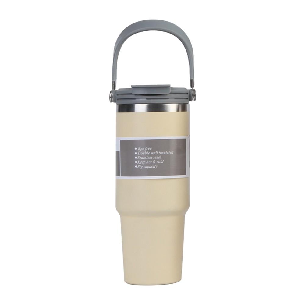 30oz Tumbler With Straw Lid Vacuum Sealed Insulated Cup Reusable Stainless Steel Water Bottle Trave for Water, Iced Tea or Coffee (Silvery)