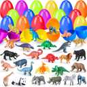 OCHIDO 24 Pack Prefilled Easter Egg With Animal Dinosaur Toy, Easter Basket Essentials Easter Basket Stuffers for Kids, Easter Egg Hunt Game, Easter Party Favor Classroom Rewards