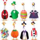 8 Set Holiday Porch Goose Outfits for 23" Cement Goose Spring Summer 4th of July Patriotic All Season Costume Clothes for Lawn Garden Patio Indoor Outdoor Statue Decor(Typical Style)
