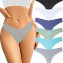 Acvvtis Seamless Thongs - No Show Underwear Pack - Breathable Panties for Women - Colorful 6 Thongs, 2Pack, L