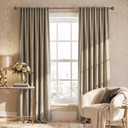 NICETOWN Taupe Velvet Curtains for Bedroom 84 inches Long, Rod Pocket & Back Tab Luxury Room Darkneing Window Treatments Vertical Heavyweight Winter Drapes for Living Room, W52 x L84, 2 Panels
