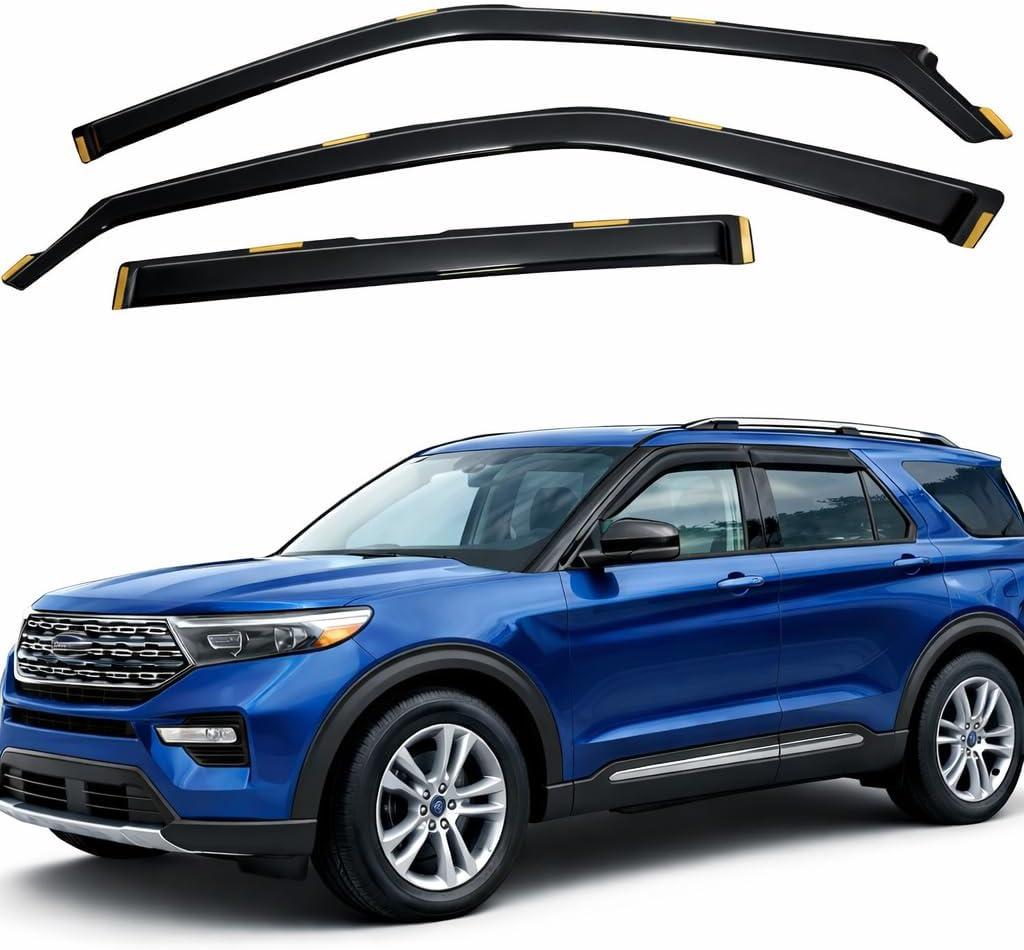 R-GEE in-Channel Window Rain Guards Fit for Ford Explorer 2020 2021 2022 2023 2024 2025, Window Vent Wind Deflectors Visors Shades Exterior Car Accessories, 4PCS