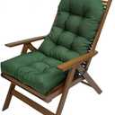 SUTTELES Indoor/Outdoor Rocking Chair Cushion Waterproof 43.3×19.7in-All Weather Patio&High Back Chair Cushions with Ties,Thicken Outdoor Garden Furniture Chair Pads Replacement (Dark Green)