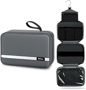 Maliton Toiletry Bag for Men & Women Travel Toiletry Bag Hanging Toiletry Bag Hygiene Organizer with 4 Compartments Waterproof Bathroom Shower Bag Large Toiletries Travel Bag (Gray)