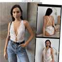 Avidlove Women Teddy Lingerie Sexy Lace Deep V Neck Bodysuit One Piece Nightie (Large, White)