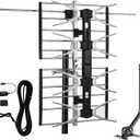 HDTV Digital Outdoor Antenna Amplified 150 Miles Long Range - UHF/VHF Signals/Hardware Mounting Pole/ 40 Feet RG6 Coaxial Cable/Easy Install
