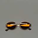 livho 2025 Trendy Oval Sunglasses - Stylish Polarized Shades for Everyday - Retro Metal Frames (Brown/Gold)
