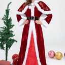 nezababycos Mrs Claus Costume Women Santa Claus Dress Christmas Suit with Red Hooded Cape Hat Outfits for Party Cosplay (Red, L)