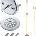 Enhon Universal Bath Tub Drain Linkage Assembly with Trip Lever and Strainer Done Cove, Bathtub Drain Kit, Fit for Trip Lever Bath Tub Waste and Overflow Drain, Chrome