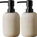 2pcs/Set Beige Hand Soap Dispenser Sets,Resin Liquid Soap Dispenser for Bathroom Countertop,Bathroom Lotion Dispensers-10.6oz.