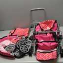 Twin Doll Stroller with Diaper Bag and Swivel Wheels & Adjustable Handle - Pink & Polka Dot Design