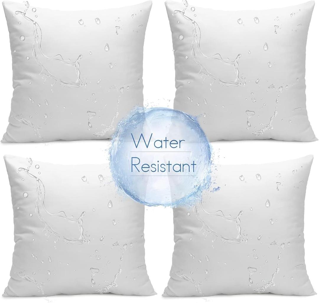 Ashler Outdoor Pillows, 18 x 18 Pillow Inserts Set of 4, Waterproof Throw Pillow Inserts Hypoallergenic for Patio, Water Resistant Indoor Outdoor Decorative