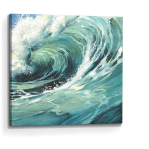 arttitue Ocean Wave Canvas Wall Art, Sea Picture Decor, 16x16 Inch | Contemporary Seascape Print, Coastal Theme Artwork, Beach-Inspired Painting, Aesthetic Artwork for Bathroom Hallway