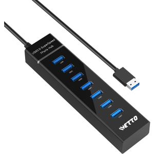 7-Port USB 3.0 Hub, IVETTO Data USB Hub Splitter with 3.3ft Long Cable for Laptop, PC, MacBook, Mac Pro, Mac mini, iMac, Surface Pro and More