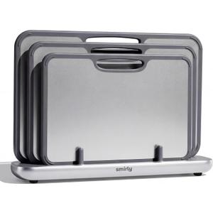 SMIRLY Titanium Cutting Board for Kitchen, Double Sided Chopping Board Set with Holder, 100% Pure Titanium, Dishwasher Safe, 3 Pack