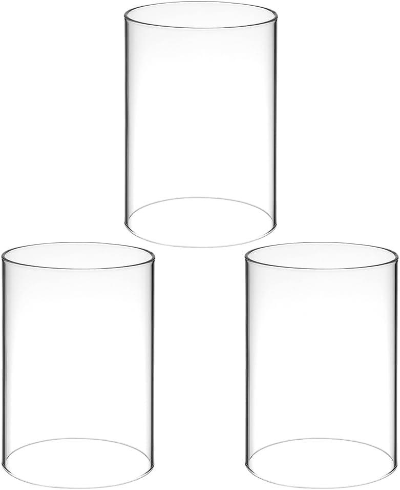Amosfun 3Pcs Hurricane Candle Holder Sleeve Windproof Cylindrical Pillar Open Ended Candle Shade Chimney Tube Cover 3.94 X 2.76 Inch