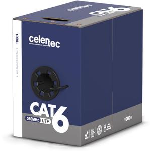 celertec CAT6 Ethernet Cable, 1000ft, 23AWG Solid Bare Copper, Unshielded Twisted Pairs(UTP), 550MHz, ETL Listed &CMR Riser Rated, Indoor, Bulk Ethernet Cable, Pull Box -Black