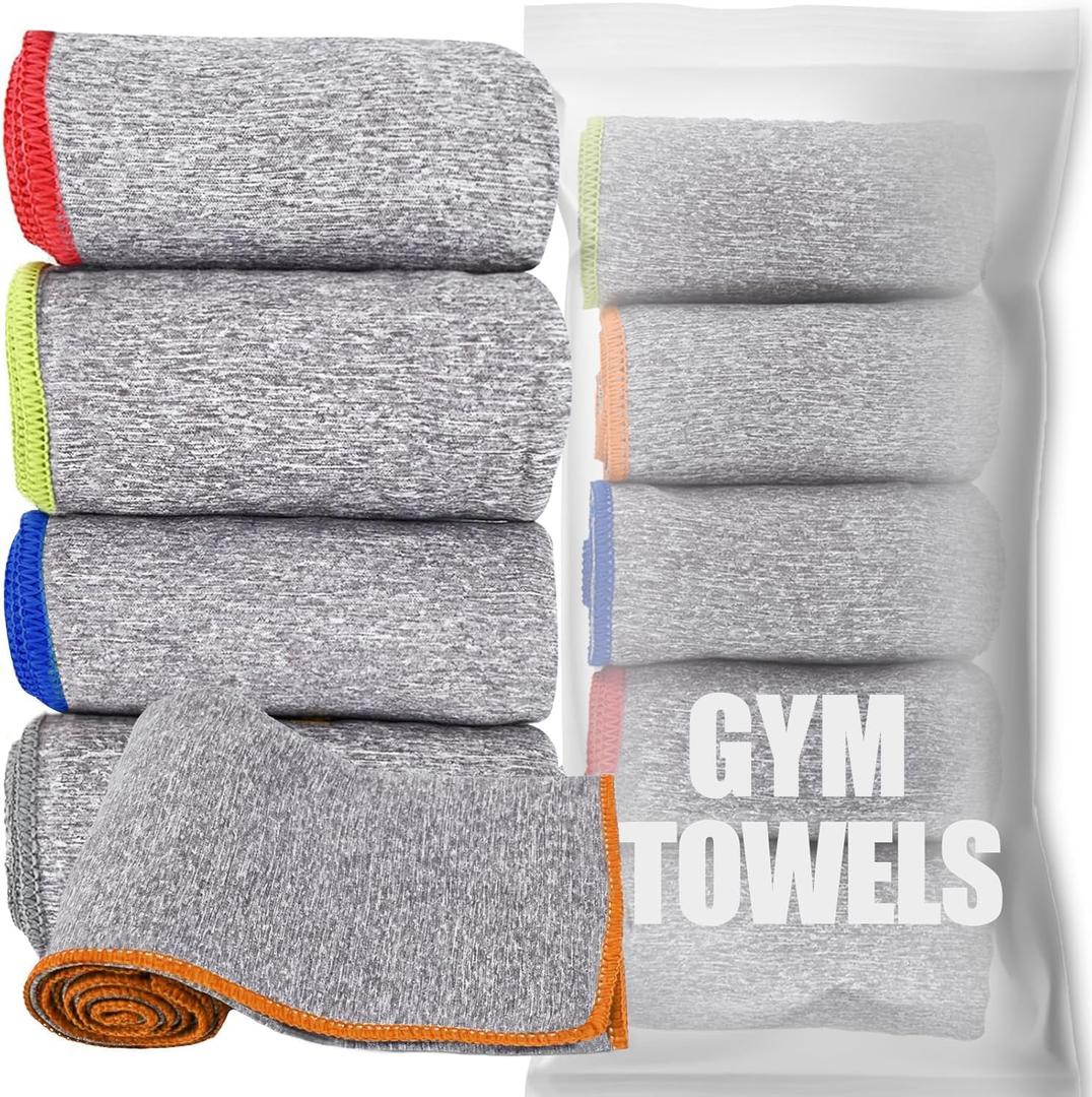 2 x 5 Pack Microfiber Gym Towels for Working Out, 16" X 26.8", Silver ION Odor-Free Absorbent Fiber, Fast Drying and Quick Dry Towels for Body Sweat, Working Out (Multicolor)