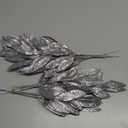 Sggvecsy 40 Pieces Artificial Glitter Leaf Silver Glittered Spray Picks 13 Fake Floral Leaf Branches Xmas Decoration for Christmas Tree DIY Wreath Crafts Gift Home Decoration(Silver,40 Pieces)