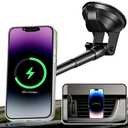 XUKEY Magnetic Car Phone Holder for Dashboard Windshield Vent Phone Mount with Adjustable Telescopic Arm for Your Car Suction Cellphone Stand for iPhone 16 15 14 13 12 Pro Max Samsung