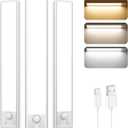 Brightever Under Cabinet Lights, 14-Inch Rechargeable Battery Operated Motion Sensor Lights Indoor, 3200mAh Wireless Magnetic Dimmable Under Closet Counter Night Lights for Kitchen Stair, 3 Packs