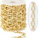 KYUNHOO 5 Meters Soldered Circle Rolo Chains Bulk 16K Gold Plated Iron Jewelry Chain Roll Jewelry Making Chain Supplies DIY Crafts Chain