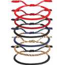 Yinkin 6 Pcs Tibetan Bracelet Buddhism Handmade Knot Rope Bracelet Woven Thread String Bracelet Lucky Multicolor String Thread for Men Women Friendship Couple