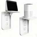 Outlet Shelf, Bathroom Wall Holder with Built-in Cable Management, Wall Organizer for Smart Home Decor Space Saving Electric Toothbrush Use as Echo Holder (2 Pack), 5.51 x 3.94 x 5.51 inches