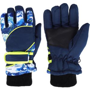 Kids-Waterproof-Ski-Gloves - Boys-Girls Winter-Snow-Glove Thickening Warm Windproof Cold-Weather Mittens for Snowboard Sledding Kids Outdoor