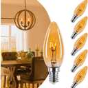 25 Watt Candelabra Bulbs, Dimmable E12 Chandelier Bulb, Ultra-Fine Filament Candelabra LED Bulbs 2W Equal 25W Vintage Amber Light Bulbs 2000K Soft Warm, 6 Pack