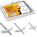 Rerdeim34 Sets Toggle Bolts, Wall Anchor, 1/4" 3/16" 1/8" Butterfly Drywall Anchors, Heavy Duty Metal Screws for Hollow Wall Ceiling Sheetrock, Taquetes para Drywall