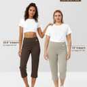 Tapata Womens Capri Pants 20.5" Inseam Tummy Control Dressy Capris High Waisted Work Pants for Summer Yoga Casual, Twill, Black, L