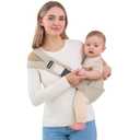 AUYEAZGO Toddler Sling Carrier - Premium Cotton, Expandable & Ergonomic, One Size Fits All, Ideal for 6-48 Months (16-44 lbs), Compact & Easy to Use, One-Hand-Free, Beige